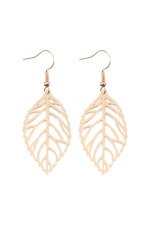 A2-2-3-HDE2321G GOLD SMALL LEAF CAST HOOK EARRINGS/6PCS