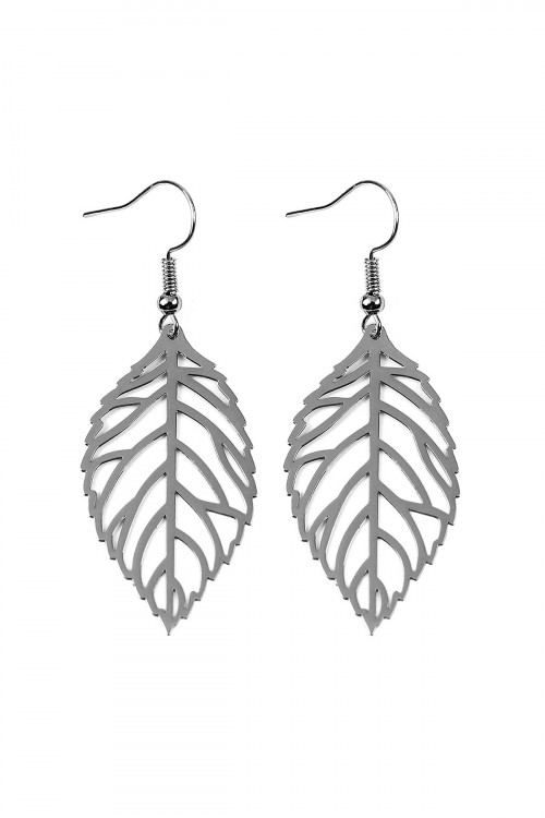 A2-2-3-HDE2321H HEMATITE SMALL LEAF CAST HOOK EARRINGS/6PCS