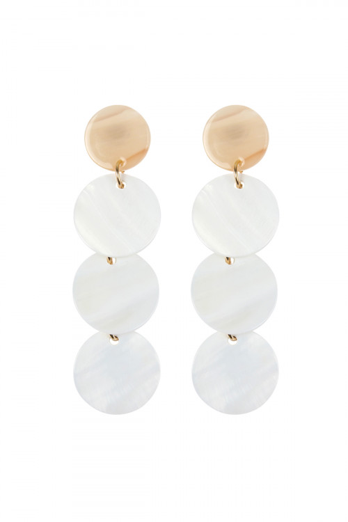 A2-3-3-HDE2336 DISC SEASHELL STATEMENT EARRINGS/6PAIRS