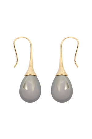 SA3-3-2-HDE2344BKG-1 - TEARDROP PEARL PULL TROUGH EARRINGS - BLACK/1PAIR