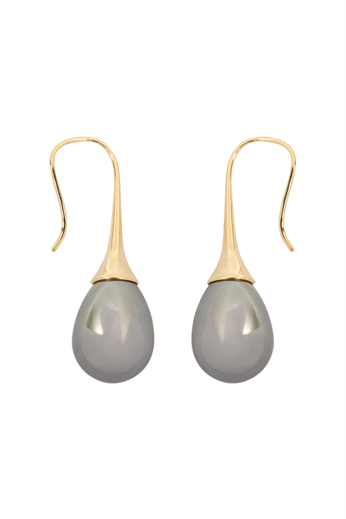 SA3-3-2-HDE2344BKG - TEARDROP PEARL PULL TROUGH EARRINGS - BLACK/6PAIRS