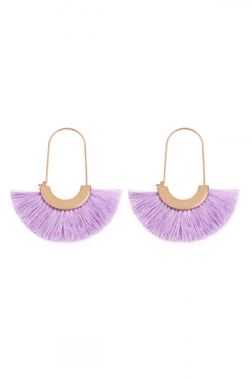 SA4-2-4-HDE2434LV LAVENDER ARC BASE WITH TASSEL HOOP EARRINGS/6PAIRS