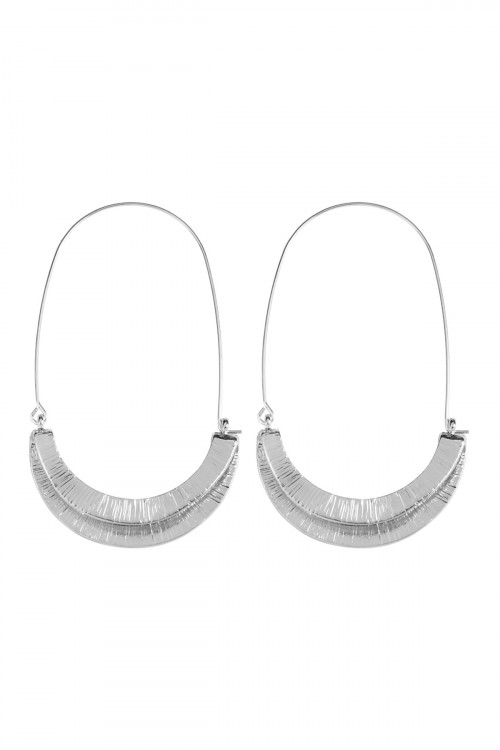 SA4-3-4-HDE2458R SILVER EMBELLISHED DOUBLE CAST CRESCENT HOOP EARRINGS/6PAIRS