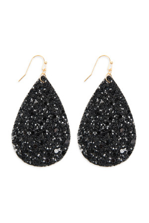 S17-4-3-HDE2560 BLACK SEQUIN TEARDROP EARRINGS/ 6 PAIRS