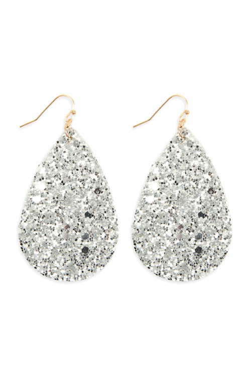 S4-4-4-HDE2560S SILVER SEQUIN TEARDROP EARRINGS/6PAIRS