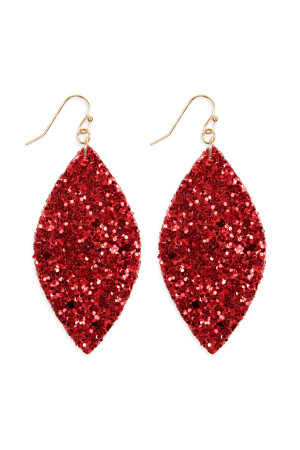 S4-5-2-HDE2561RD RED SEQUIN MARQUISE DROP EARRINGS/6PAIRS