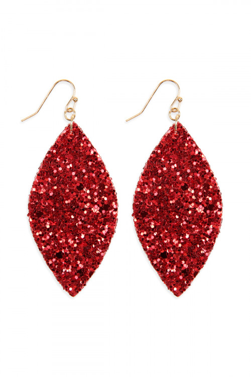 S4-5-2-HDE2561RD RED SEQUIN MARQUISE DROP EARRINGS/6PAIRS