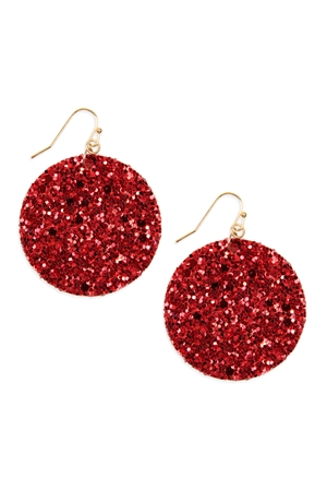 SA3-2-4-HDE2562RD RED SEQUIN CIRCLE DROP EARRINGS/6PAIRS