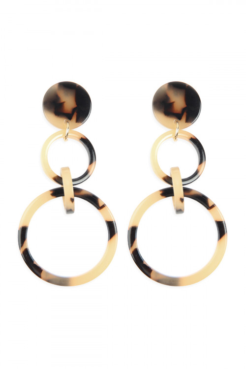 A2-2-4-HDE2574LBR LIGHT BROWN LINKED HOOP ACETATE DANGLE EARRINGS/6PAIRS