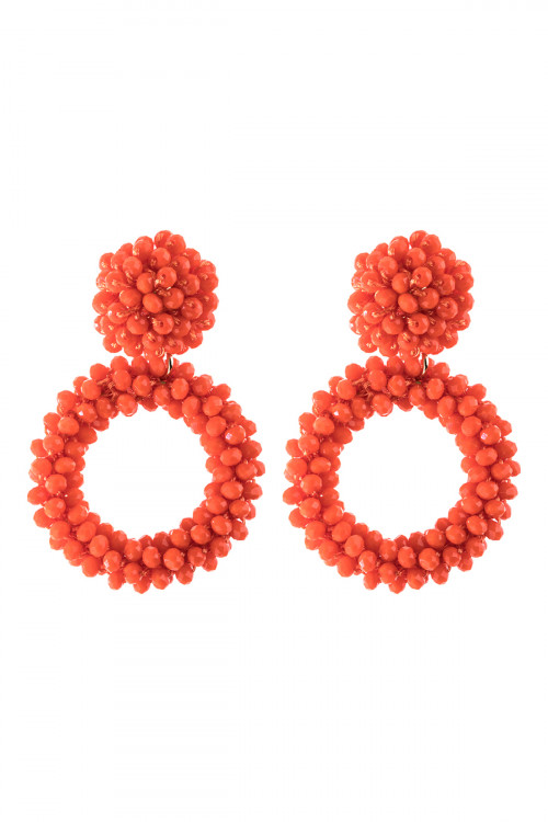 A3-2-3-HDE2595COR CORAL RONDELLE HOOPS POST EARRING/6PAIRS