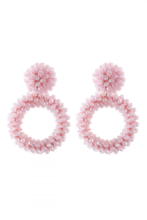 A3-2-3-HDE2595LPK LIGHT PINK RONDELLE HOOPS POST EARRING/6PAIRS