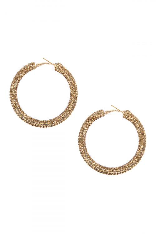 S23-10-5-HDE2611GD GOLD RHINESTONE COATED HOOP EARRING/6PAIRS