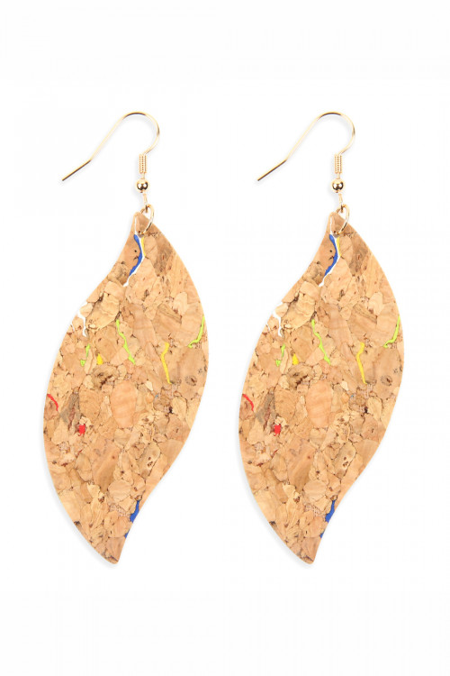 S6-6-4-HDE2617MT MULTICOLOR WAVE MARQUISE CORK DROP EARRINGS/6PAIRS