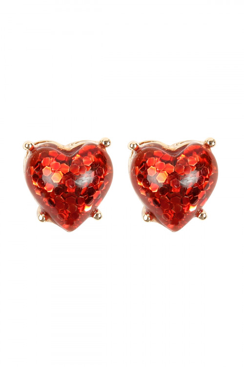 S25-5-2-HDE2757RD RED HEART SEQUIN POST EARRINGS/6PAIRS