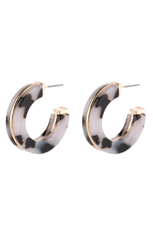 A3-1-4-HDE2789BKLEO BLACK LEOPARD OPEN CIRCLE FACETED ACETATE EARRINGS/6PAIRS
