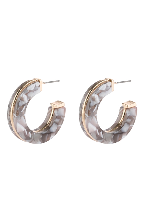 A3-1-2-HDE2789GY GRAY OPEN CIRCLE FACETED ACETATE EARRINGS/6PAIRS