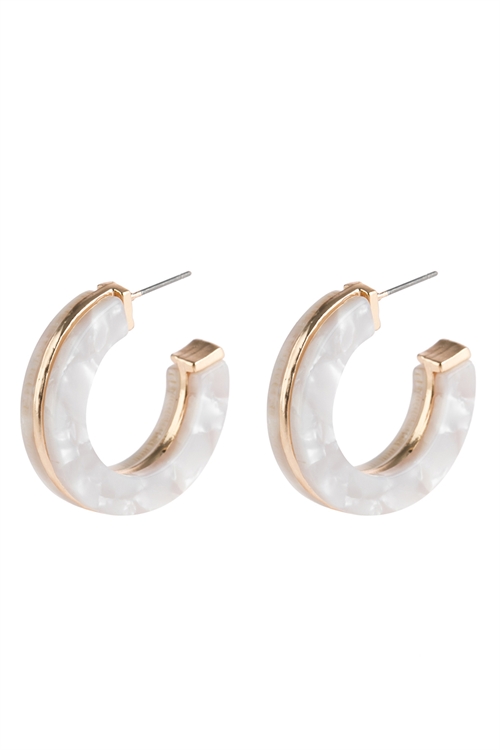 A3-1-2-HDE2789IVY IVORY OPEN CIRCLE FACETED ACETATE EARRINGS/6PAIRS