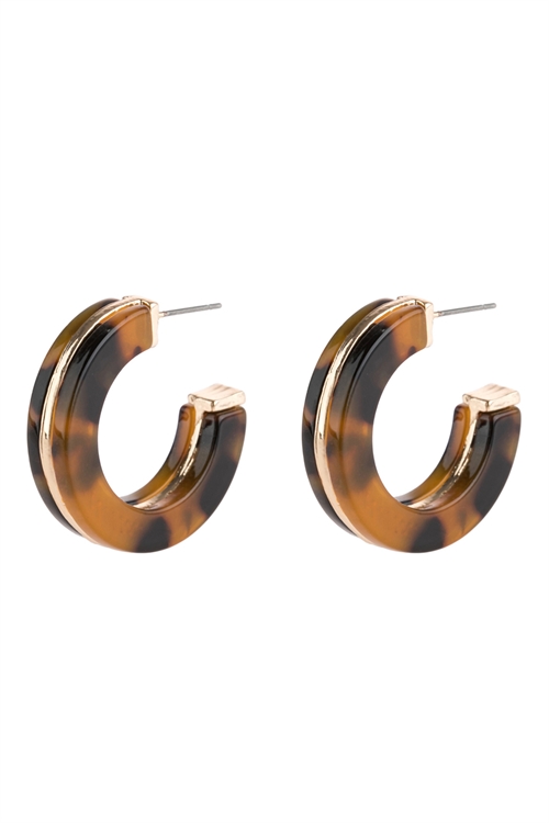 A1-3-2-HDE2789LEO LEOPARD OPEN CIRCLE FACETED ACETATE EARRINGS/6PAIRS