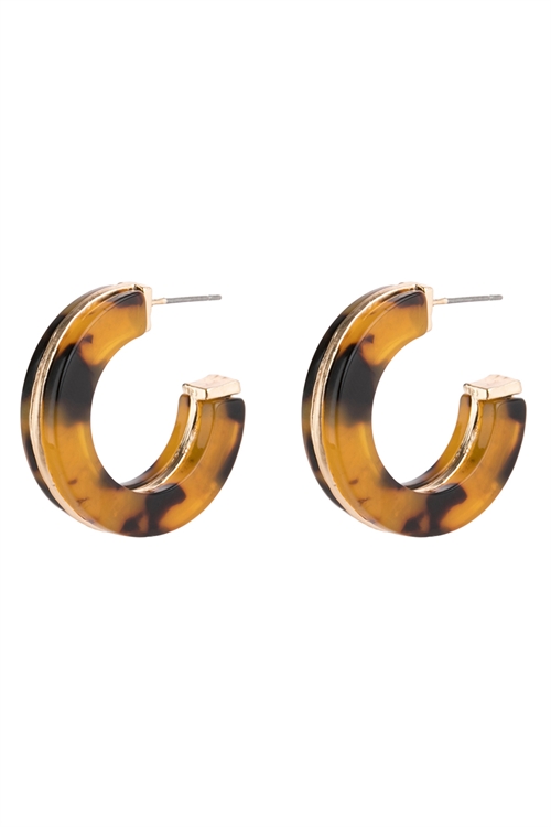 A1-1-3-HDE2789LLEO LIGHT LEOPARD OPEN CIRCLE FACETED ACETATE EARRINGS/6PAIRS