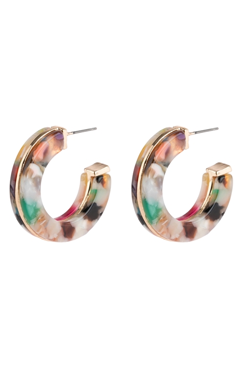 A3-1-4-HDE2789LMT LIGHT MULTI COLOR OPEN CIRCLE FACETED ACETATE EARRINGS/6PAIRS