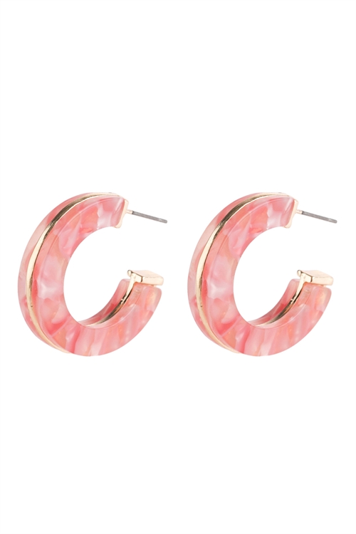 A1-1-3-HDE2789PK PINK OPEN CIRCLE FACETED ACETATE EARRINGS/6PAIRS
