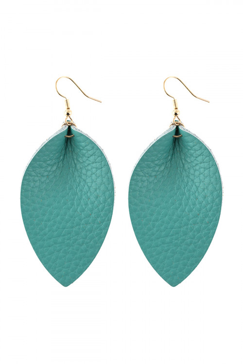 S25-7-3-HDE2811TQ TURQUOISE PINCHED TEARDROP HOOK DROP EARRING/6PAIRS