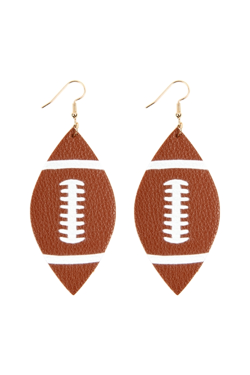 S22-3-2-HDE2846 - FOOTBALL LEATHER DROP EARRINGS/6PCS