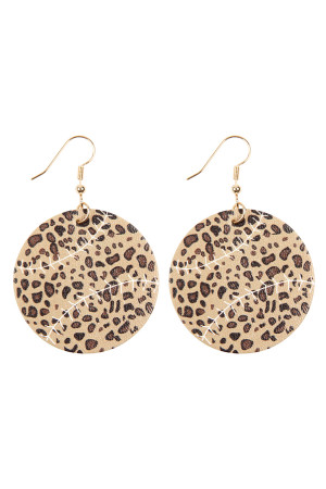 A1-2-2-HDE2865 LEOPARD SPORTS BALL LEATHER EARRINGS/6PCS