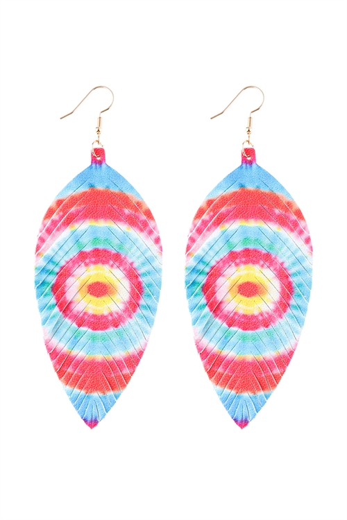 S22-12-4-HDE2919MT3 MULTI COLOR 3 VIBRANT LEATHER DROP EARRINGS/6PAIRS (NOW $0.75 ONLY!)