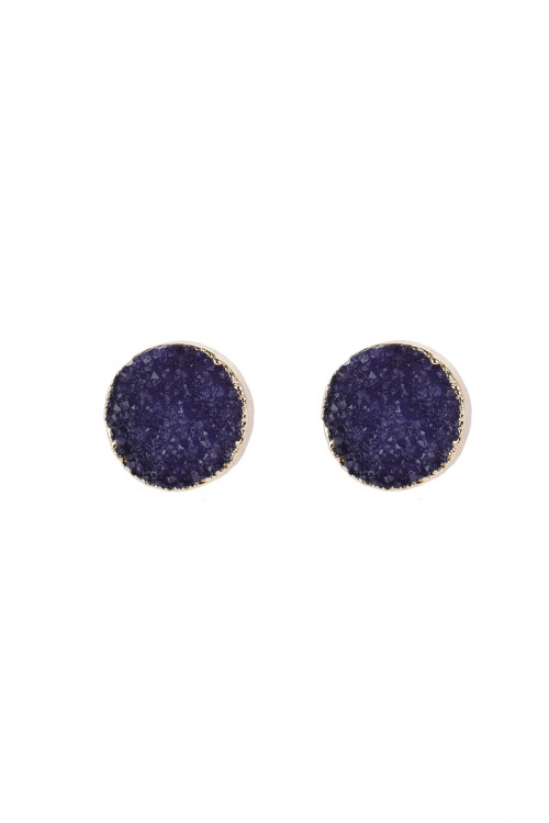 A2-1-5/S25-1-3-HDE2937DPU DARK PURPLE ROUND DRUZY STUD EARRINGS/6PAIRS