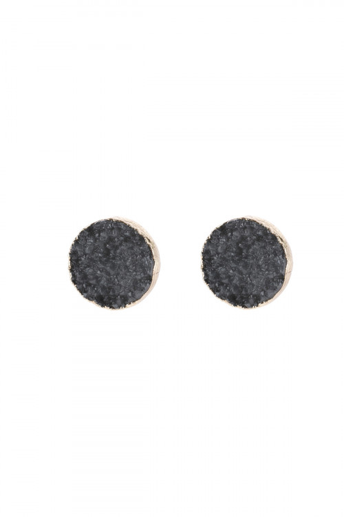 A3-2-5/S25-1-3-HDE2937GY GRAY ROUND DRUZY STUD EARRINGS/6PAIRS