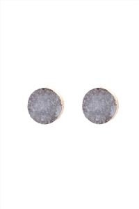 S25-1-3-HDE2937WT-1 WHITE ROUND DRUZY STUD EARRINGS/1PAIR