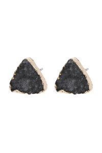 A1-1-2HDE2938GY GRAY TRIANGLE DRUZY STONE STUD EARRINGS/6PAIRS
