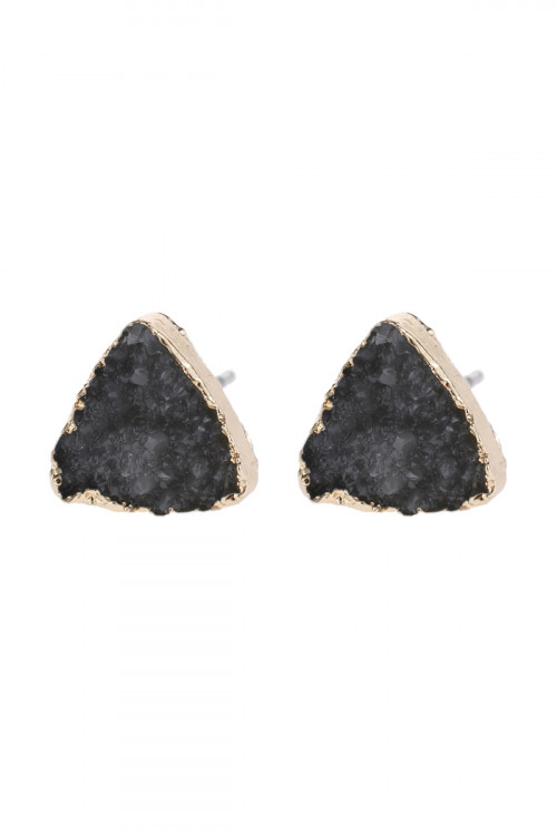 A2-2-2HDE2938GY GRAY TRIANGLE DRUZY STONE STUD EARRINGS/6PAIRS