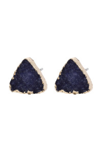 A1-1-2-HDE2938NV NAVY TRIANGLE DRUZY STONE STUD EARRINGS/6PAIRS