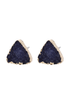A2-2-2-HDE2938NV NAVY TRIANGLE DRUZY STONE STUD EARRINGS/6PAIRS
