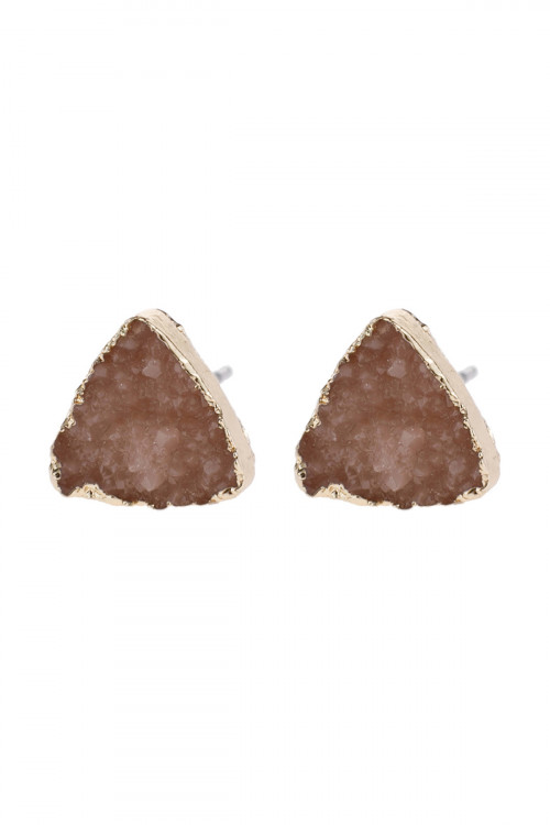 A2-2-2-HDE2938PH PEACH TRIANGLE DRUZY STONE STUD EARRINGS/6PAIRS