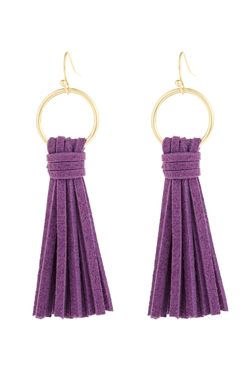 S21-7-5-HDE2999PU-TASSEL EARRINGS-PURPLE/6PAIRS