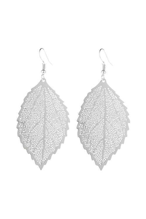 S18-10-2-HDE3090R-LEAF FILIGREE DROP EARRINGS-SILVER/6PAIRS