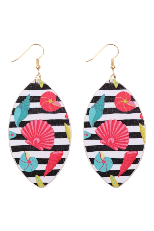 S29-9-1-HDE3244-7-SEASHELLS STRIPED PRINT MARQUISE DROP EARRINGS-MULTICOLOR BLACK/6PAIRS