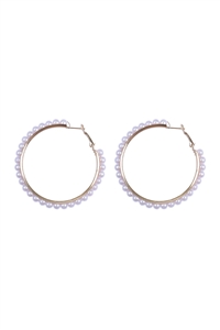 S20-1-2-HDE3878 - PEARL HOOP BOHO EARRING SET-GOLD SILVER/12PCS