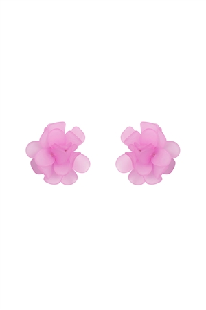 S19-8-3-HDE3889PU - ACRYLIC FLOWER PETALS POST STUD EARRINGS-PURPLE/6PCS