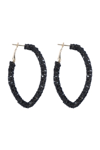 S25-6-1-HDE3962JT - RHINESTONE GLITTER HOOP LOCK EARRINGS-BLACK/6PCS