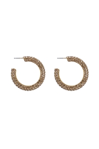 S20-3-1-HDE3963TP - COLORED PAVE RHINESTONE HOOP EARRINGS-TAUPE/6PCS