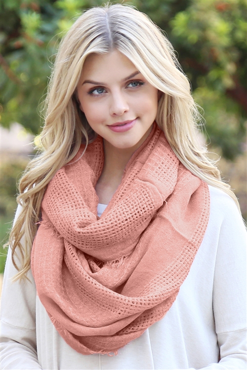 S6-5-5-HDF1480DPK DUSTY PINK SOFT FALL INFINITY SCARF/6PCS