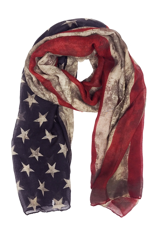 S2-6-1-HDF1595 AMERICAN FLAG PRINT OBLONG SCARF/6PCS