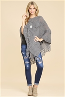 S3-8-4-HDF1766GY GREY CLASSIC FRINGE PONCHO/6PCS