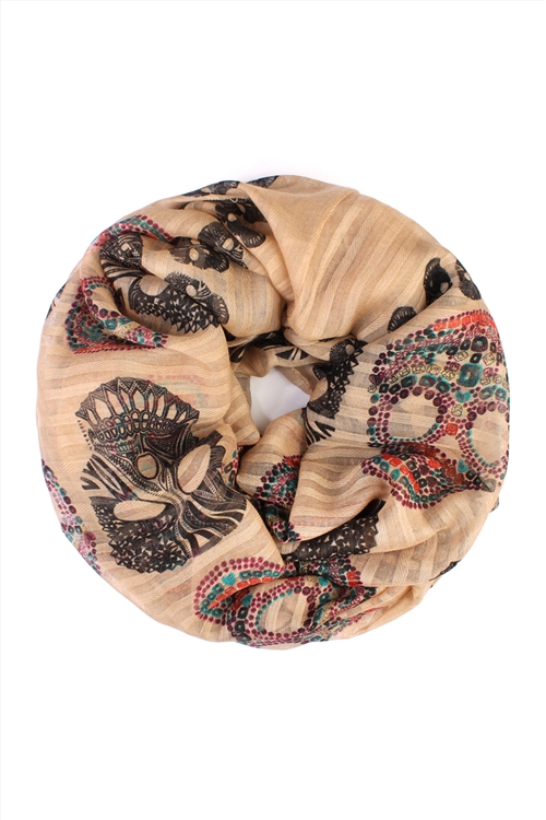 S4-5-5-HDF1863BR-BROWN  SUGAR SKULL INFINITY  SCARF/10PCS