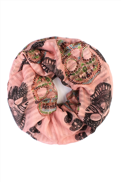 S4-5-5-HDF1863PK-PINK  SUGAR SKULL INFINITY  SCARF/10PCS