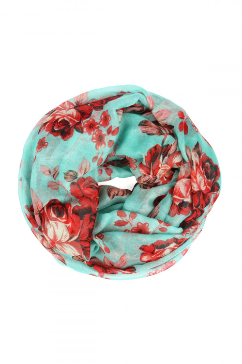 S5-6-1-HDF1996MN MINT FLORAL INFINITY SCARF/6PCS